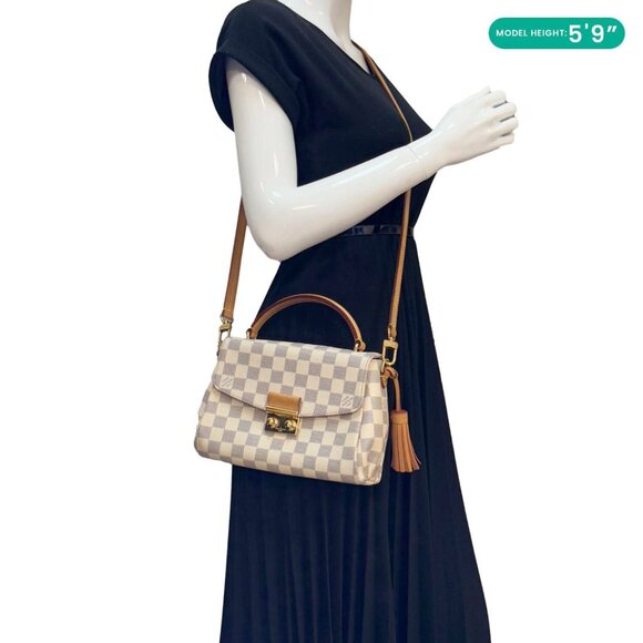 Louis Vuitton Croisette Damier Azur Satchel Crossbody Bag Rose Ballerine - Picture 2 of 16